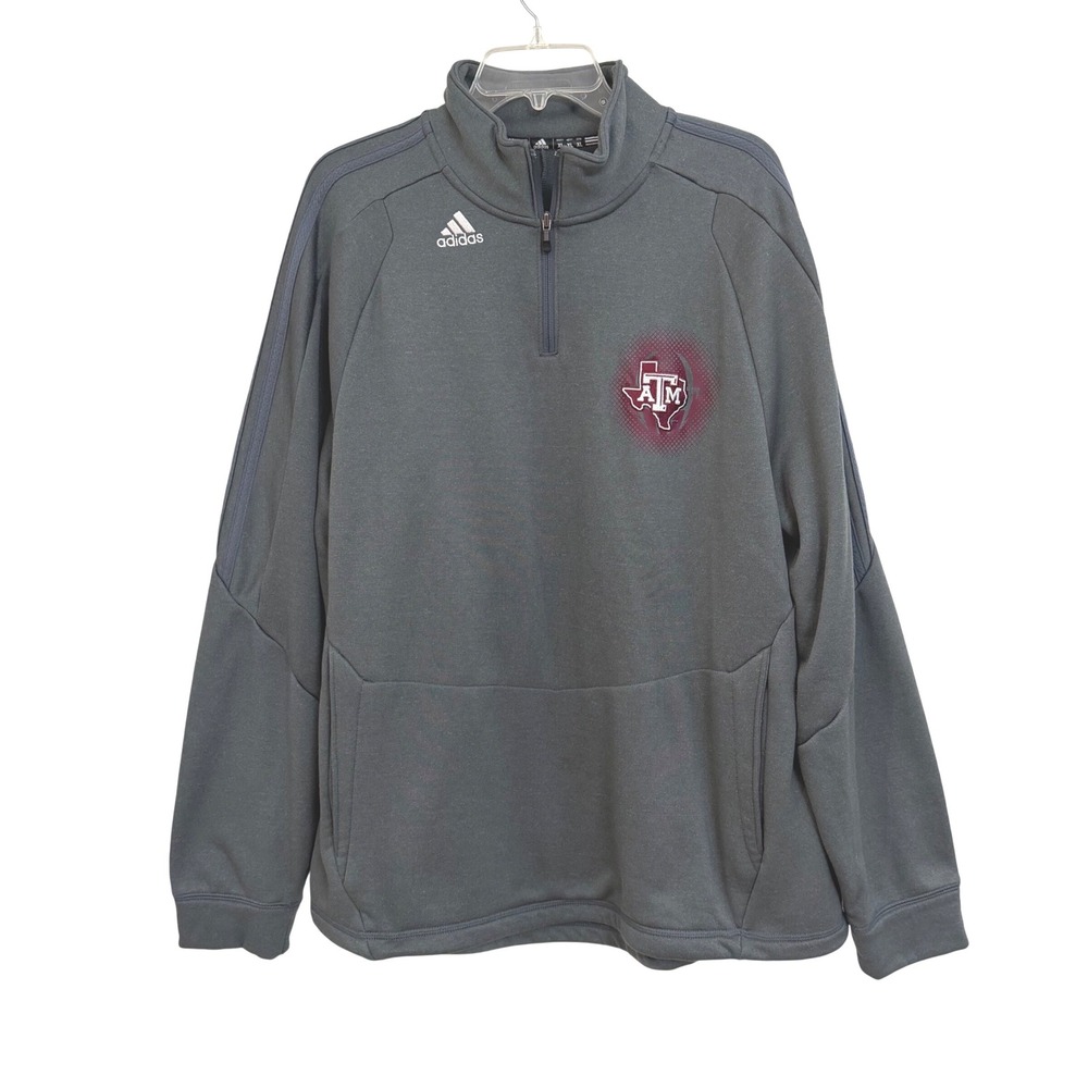 Adidas Texas A&M Aggies Climawarm Quarter Zip Pullover Gray Mens XL Sweatshirt